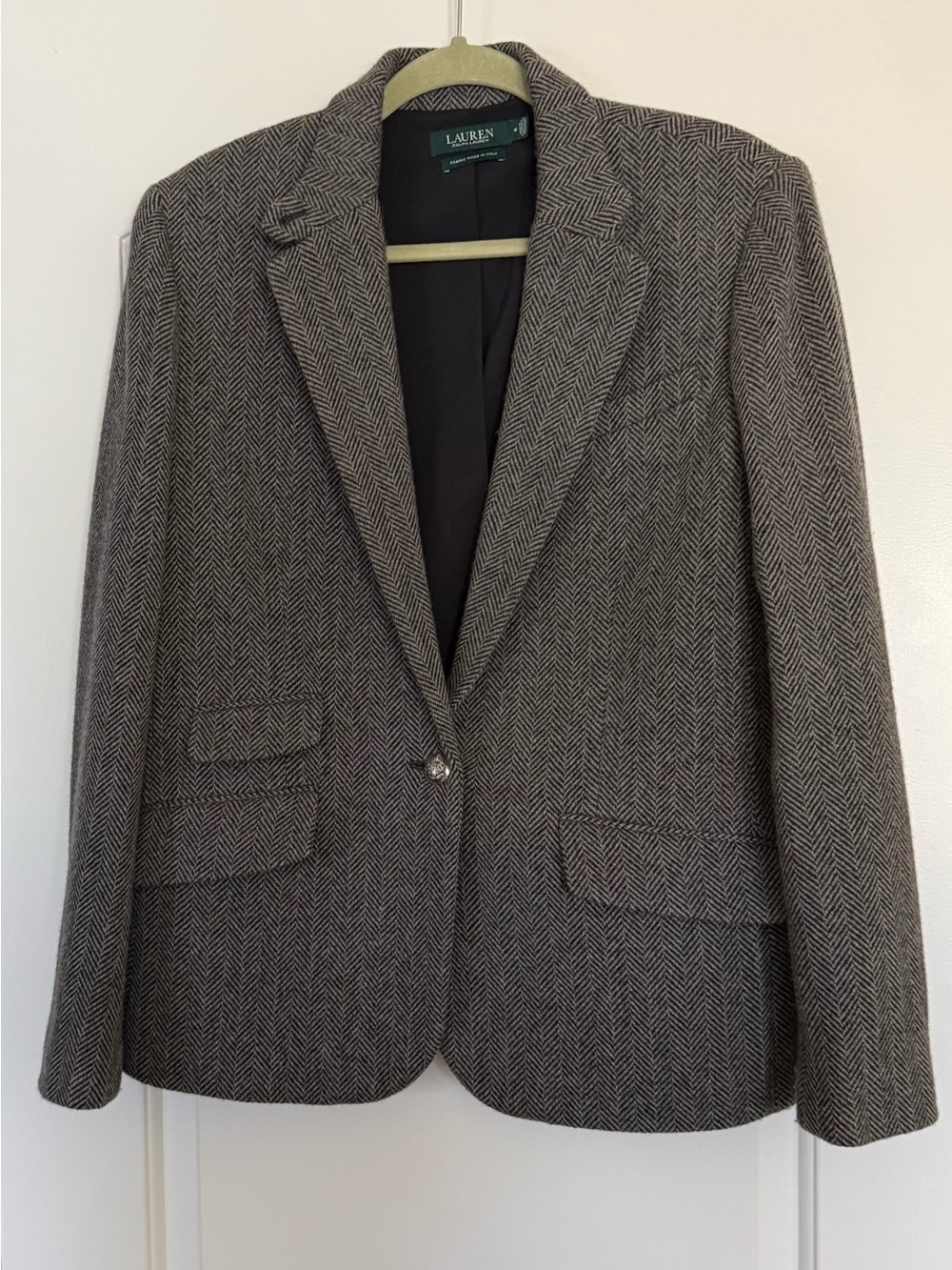 Lauren Ralph Lauren Women’s Herringbone Wool Blazer Gray